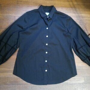 CHICO'S billow sleeve poplin shirt in black (0/US4-6)
